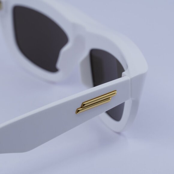 Bottega Veneta BV1326S 004 Sunglasses Ivory Rectangle Frame, Brown Lenses - Picture 9 of 10